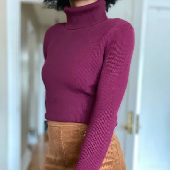 Croft and Barrow Ribbed purple Turtleneck Sweater size medium - Picture 3 of 8